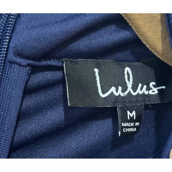 Lulus Mini Dress Medium A Little Crush Navy Blue Velvet Cold Shoulder Bodycon - Picture 7 of 10